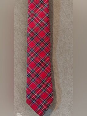 Class Club Red Plaid Tie with Red and Green Accents